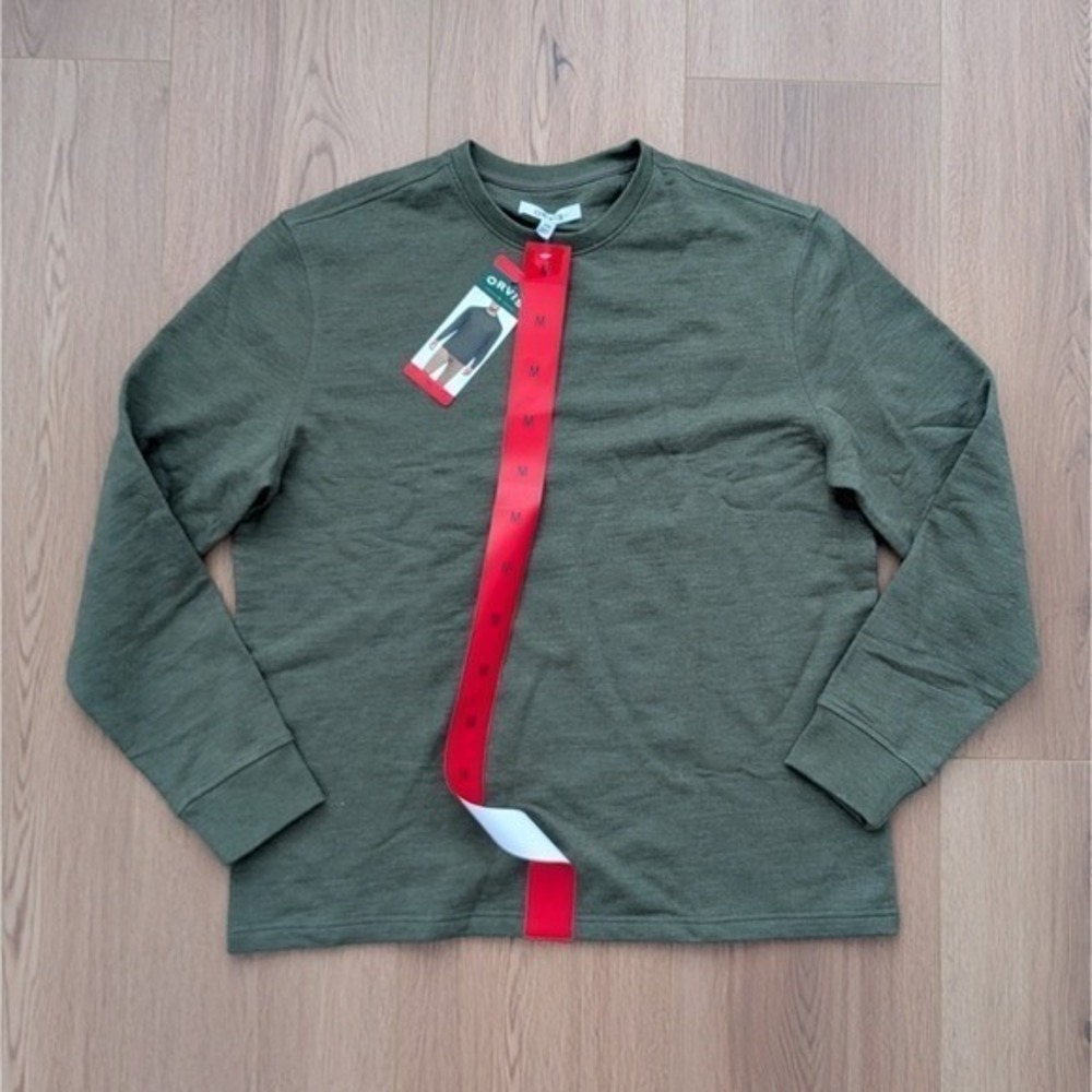 New Orvis Men's Long Sleeve Crew Shirt Sweatshirt Midweight‎ Green Medium